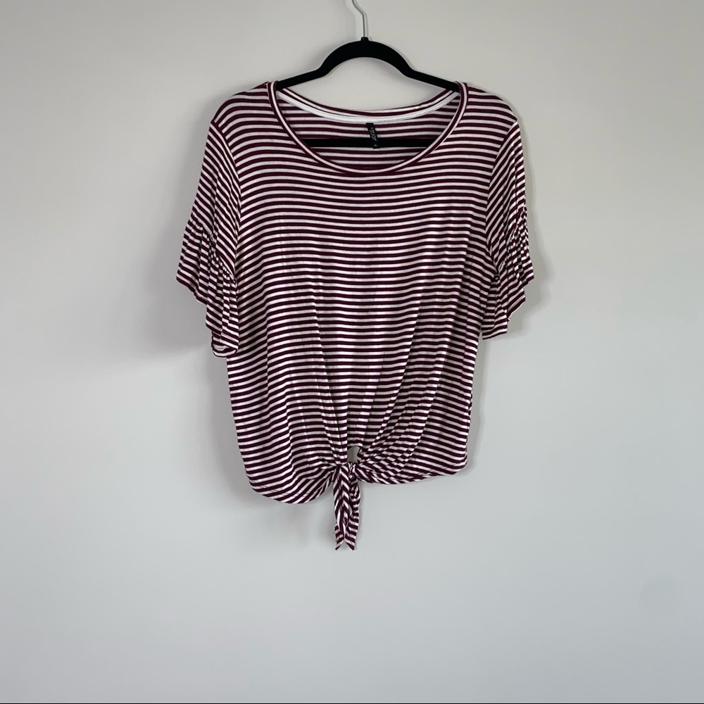 Splash Striped Flutter Sleeve Crop Top